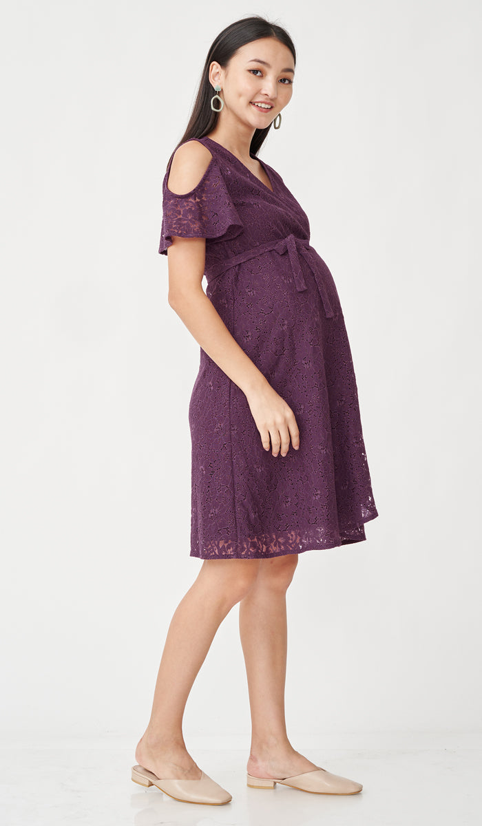 SALE - ZARA DROP SLEEVE LACE DRESS PLUM ...